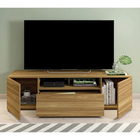 70.86 Inch Wooden TV Stand With 2 Doors And 1 Drawer, Natural Brown