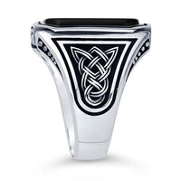 Sterling Silver Octagon Black Onyx Celtic Knot Ring