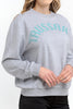 E Melange Grey Print Water Green Sweater