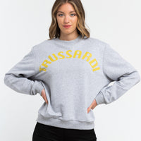 E Melange Grey Print Yellow Sweater