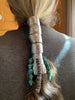 Skulls and Discs on Silver Long Hair Wrap Tie, by Hair Tie Rebel