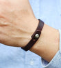 1/3" Wide Leather Bracelet, Button Poke Closure, Black, Brown, Tan