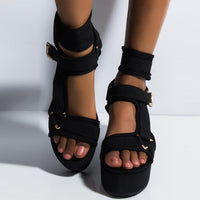 Black Gladiator Wedge Sandals