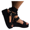 Black Gladiator Wedge Sandals