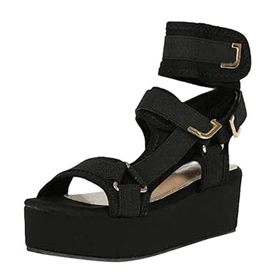 Black Gladiator Wedge Sandals