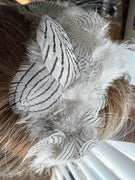 Natural White with Fine Lines Pheasant Feathers Headband