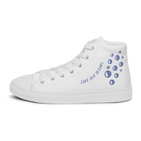 High Top Women's Canvas Shoes with Dolphins and Bubbles, Save Our Oceans