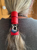 Wounded Warrior Pin on Red Hair Wrap Tie, by Hair Tie Rebel